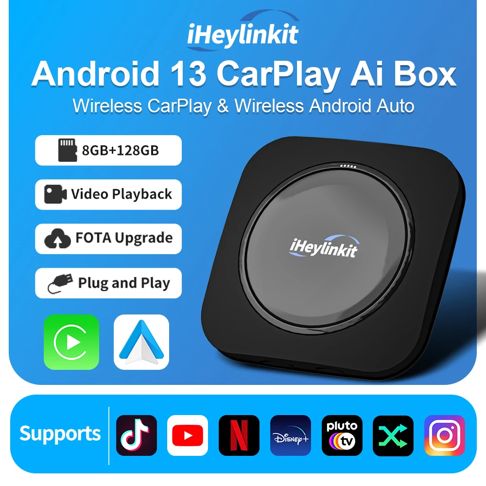 

iHeylinkit Wireless CarPlay Android Auto S65 AI Box QCM6115 Android 13 128GB SmartLink GPS Car Accessories