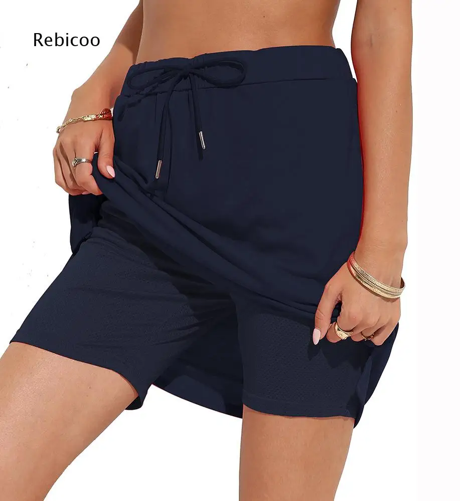 Drawstring Waist Layered Skort For Women Breathable Mesh Inner Shorts For Outdoor Workouts And Casual Street Style Looks