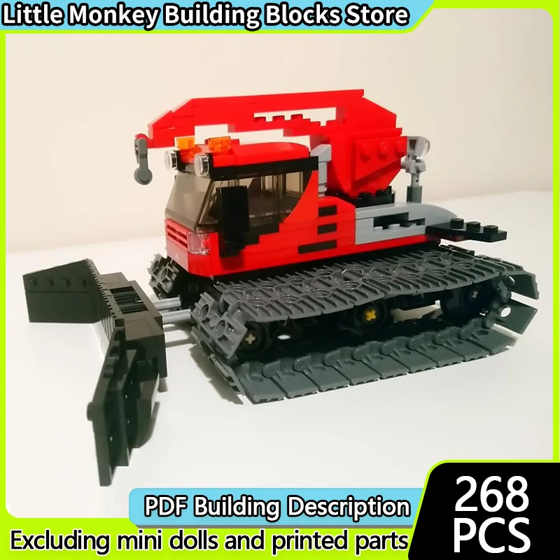 

City Car Model MOC Building Bricks Red And Grey Snow Groomer Modular Technology Gifts Holiday Assemble Children Toys Suit