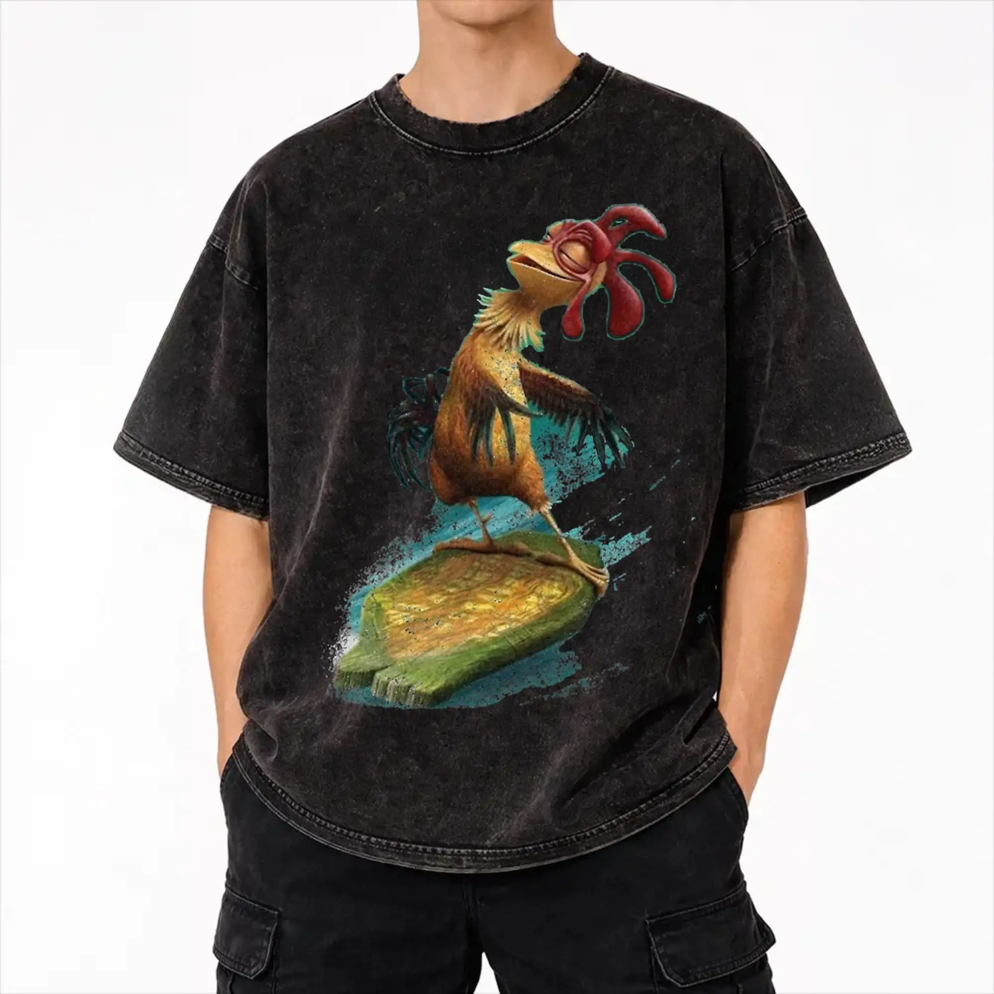 Surf's Up Chicken Joe Washed T Shirt Streetwear Hip Hop Novelty T-Shirt  Tees Tops for Men Women Short Sleeve Harajuku