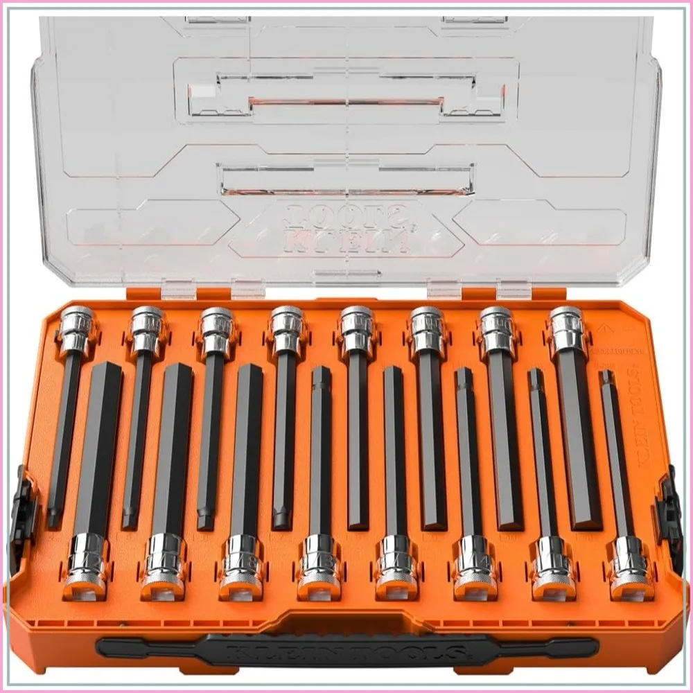 Long Hex Bit Socket Set 16-Piece SAE and Metric with MODbox Case