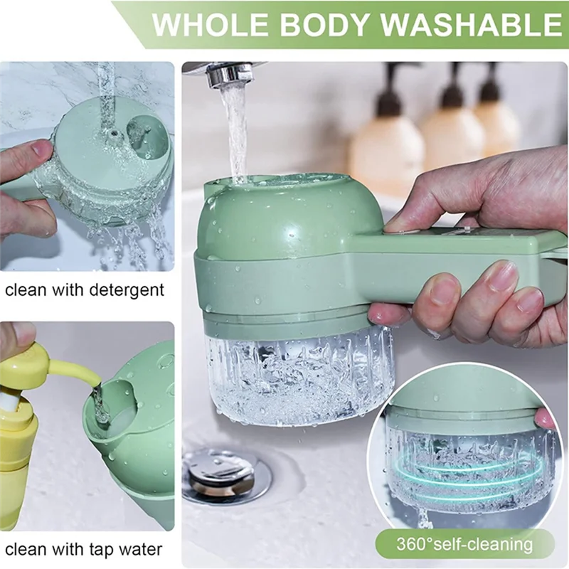 ABUS-5 In 1 Electric Vegetable Cutter Set Portable, Rechargeable, Chopper Machine For Pepper,Garlic& Meat