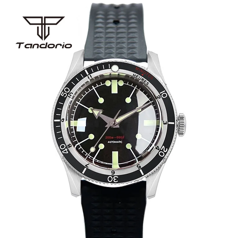 Tandorio 40mm Fashion Automatic Watch for Men Double Domed Sapphire Crystal 20bar NH35A PT5000 Movt 120 Clicks Bezel Luminous