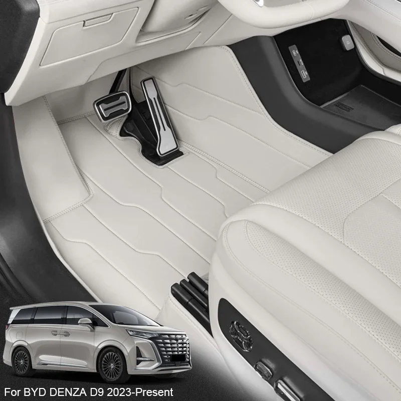 

Для BYD DENZA D9 2023-настоящее время, противоскользящий автомобильный коврик из кожи наппа, роскошный водонепроницаемый коврик для защиты ног, аксессуар для интерьера