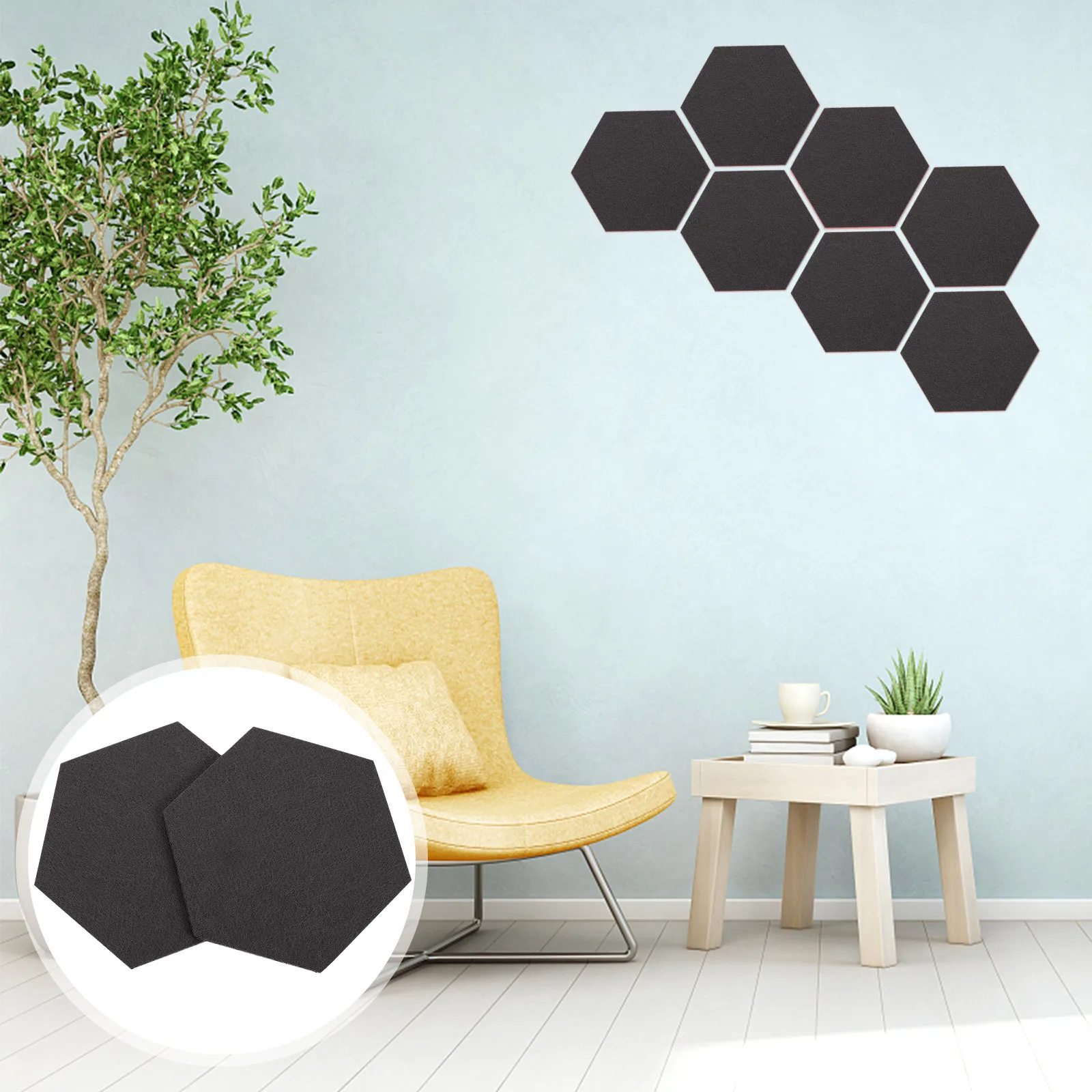 

12 pcs Felt Background Wall Sticker Hexagon Memo For Home Office Kitchen Classroom Self-Adhesive Felt Tile Board Decorative
