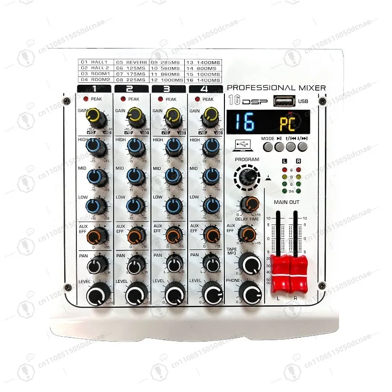 4 Channel Professional Audio Mixer with 16 DSP Effects for Stage Band Wedding Home DJ Live Performance