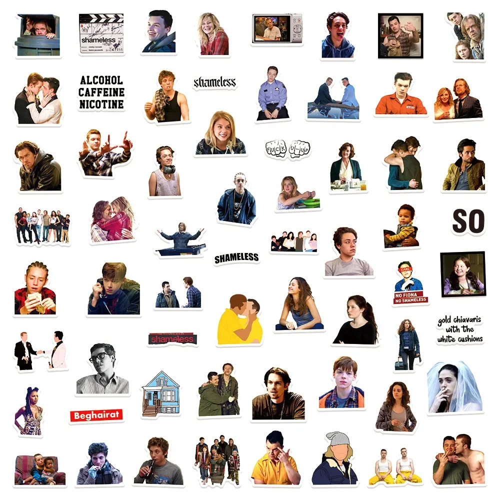 58-teiliges Shameless TV-Show Aufkleber-Set Coole DIY Graffiti-Dekoration für Wasserflaschen Gitarre Gepäck Skateboard Wasserfeste Aufkleber Kinderspielzeug Geschenk
