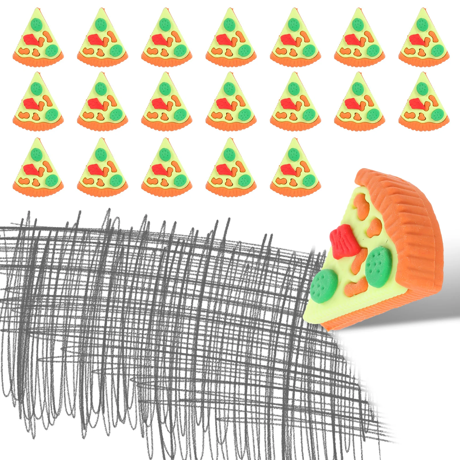 

30Pcs Triangle Pizza Erasers Cute Cartoon Mini Food Shape School Supplies Classroom Prizes Rewards Kids Party Favors