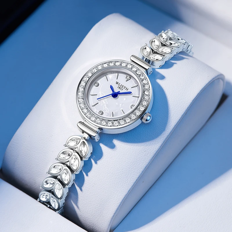 

Брендовые женские часы с бриллиантами, стальная полоса, кварцевые часы, модные наручные часы, браслет, водонепроницаемые часы для женщин