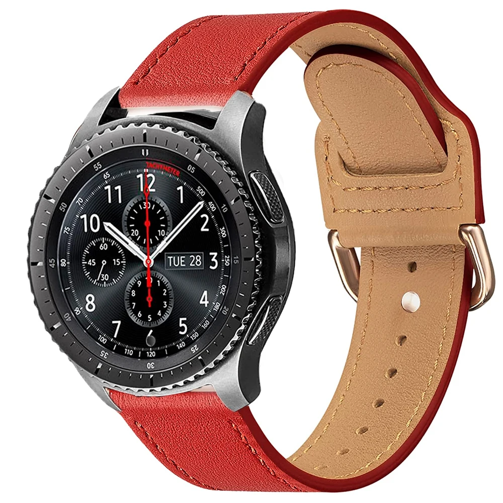22mm Leather strap For Samsung Active 2 40/44mm Gear S3 bracelet Huawei GT/GT2/2e Galaxy watch 4/4 Classic 3 45/42mm band image 3