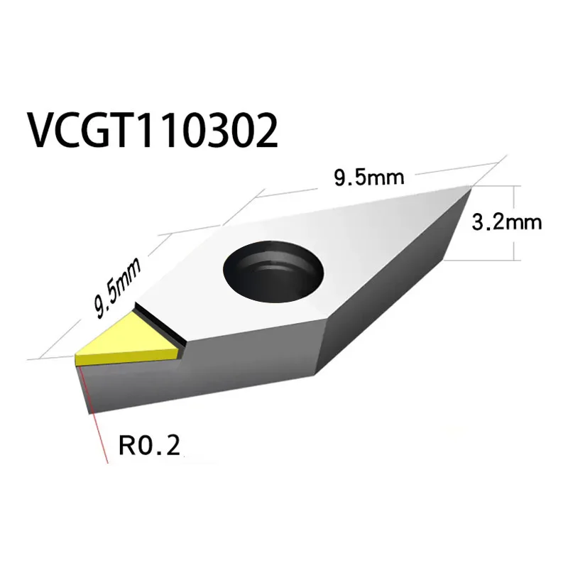 

MCD VCGT110302 Insert Single Crystal Turning Tool High Hardness Diamond Cutter for Copper Aluminum to Achieve Mirror Effect