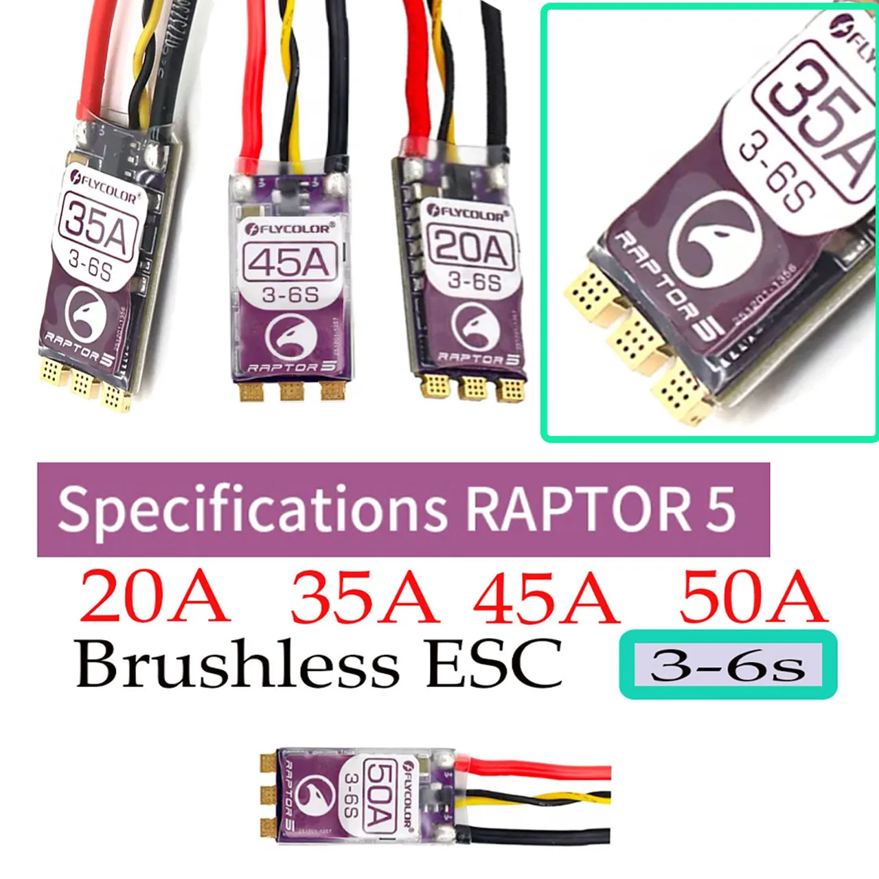 FLYCOLOR Raptor 5series ESC 20A 35A 45A 50A speed controller 3-6S Brushless electric adjustment BL-32 For For Multi-rotors drone