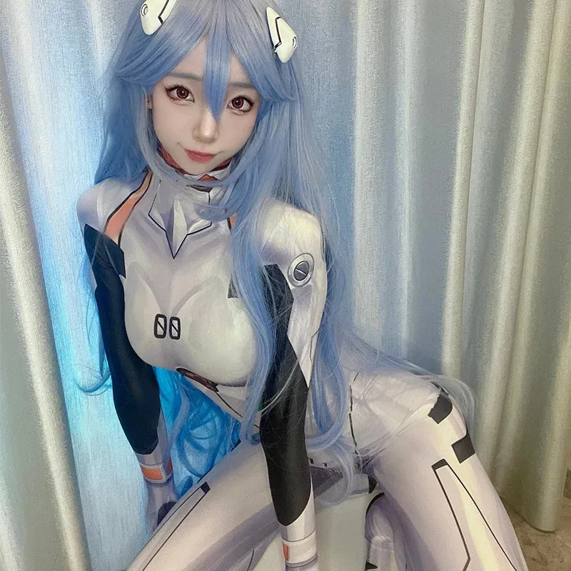 

★Halloween Cosplay Costume Anime Jumpsuits Ayanami Rei Asuka, unisex Zentai suit, s d♥ All corners of the country