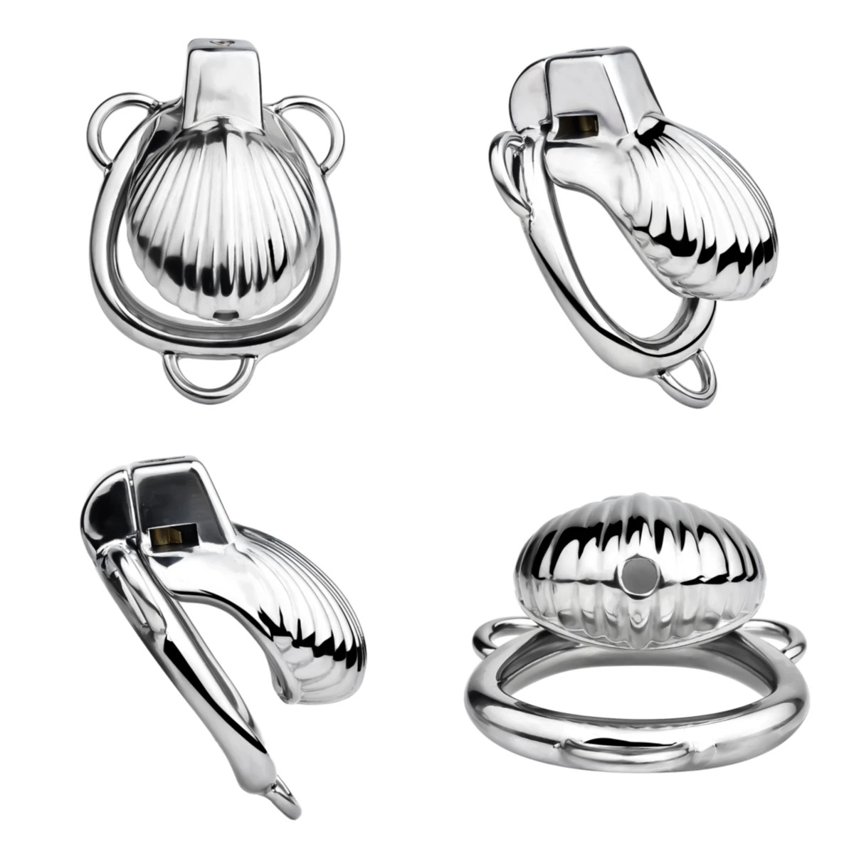 FRRK Mini Silver Shell Femboy Chastity Cage สแตนเลสสตีลเข็มขัดล็อคแหวน Cock Bondage เพศของเล่นสําหรับ Sissies ผู้ชาย Sextoy