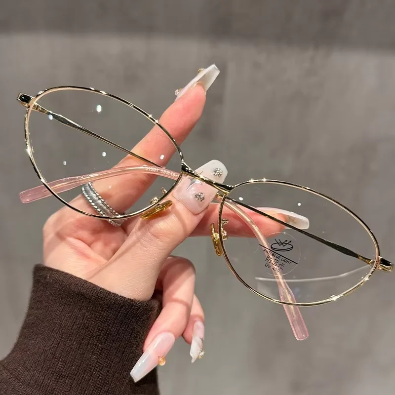 

CLLOIO Women Fashion Oval Frame Anti Blue Light Eyewear For Computer Reading Daily Wear Prescription Myopia Hyperopia Glasses