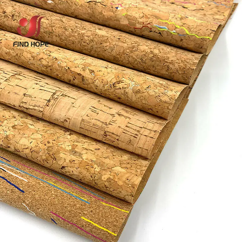 Multi-Color Size Natural Cork Faux Leather Wood Texture Synthetic Crafts Fabric for DIY Projects Accessories Handicrafts Make