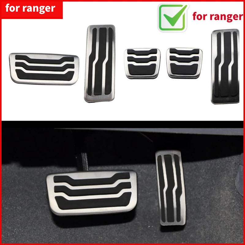 Pedales de Gas inoxidable para coche, cubierta de pastillas de freno de combustible para Ford Everest Endeavour Raider Ranger 2016, 2017, 2018, 2019, 2020