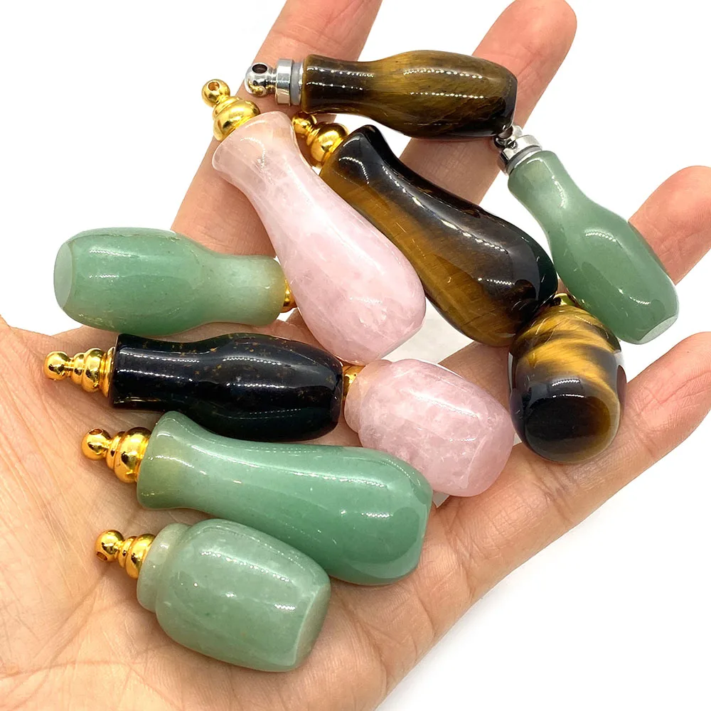 Perfume bottle pendant natural stone semi precious stone, vase shape  for DIY jewelry making necklace bracelet accessorie