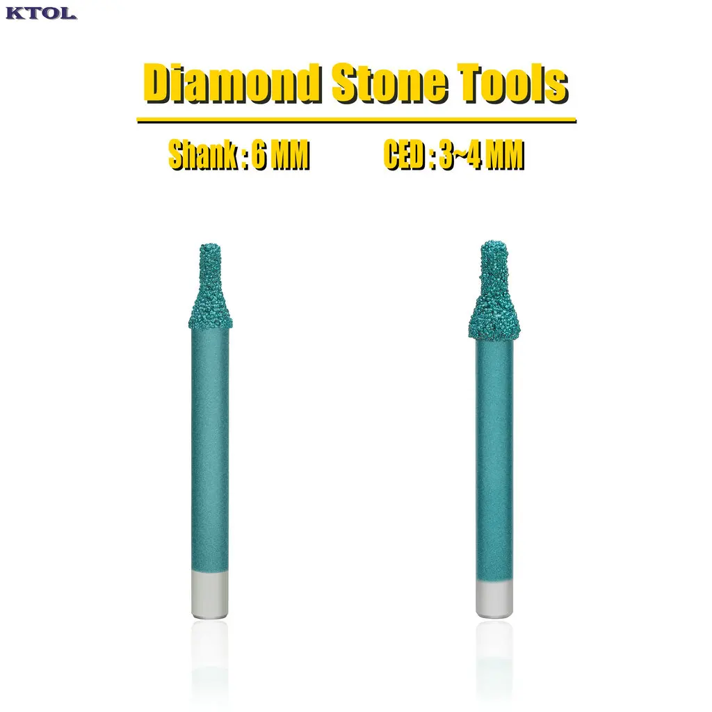 5PC 6x4x8mm Double-Layer Brazed Diamond Stone Tools Router Bit End Mill Set on Marble Bluestone 3D Engraving CNC Carving Machine