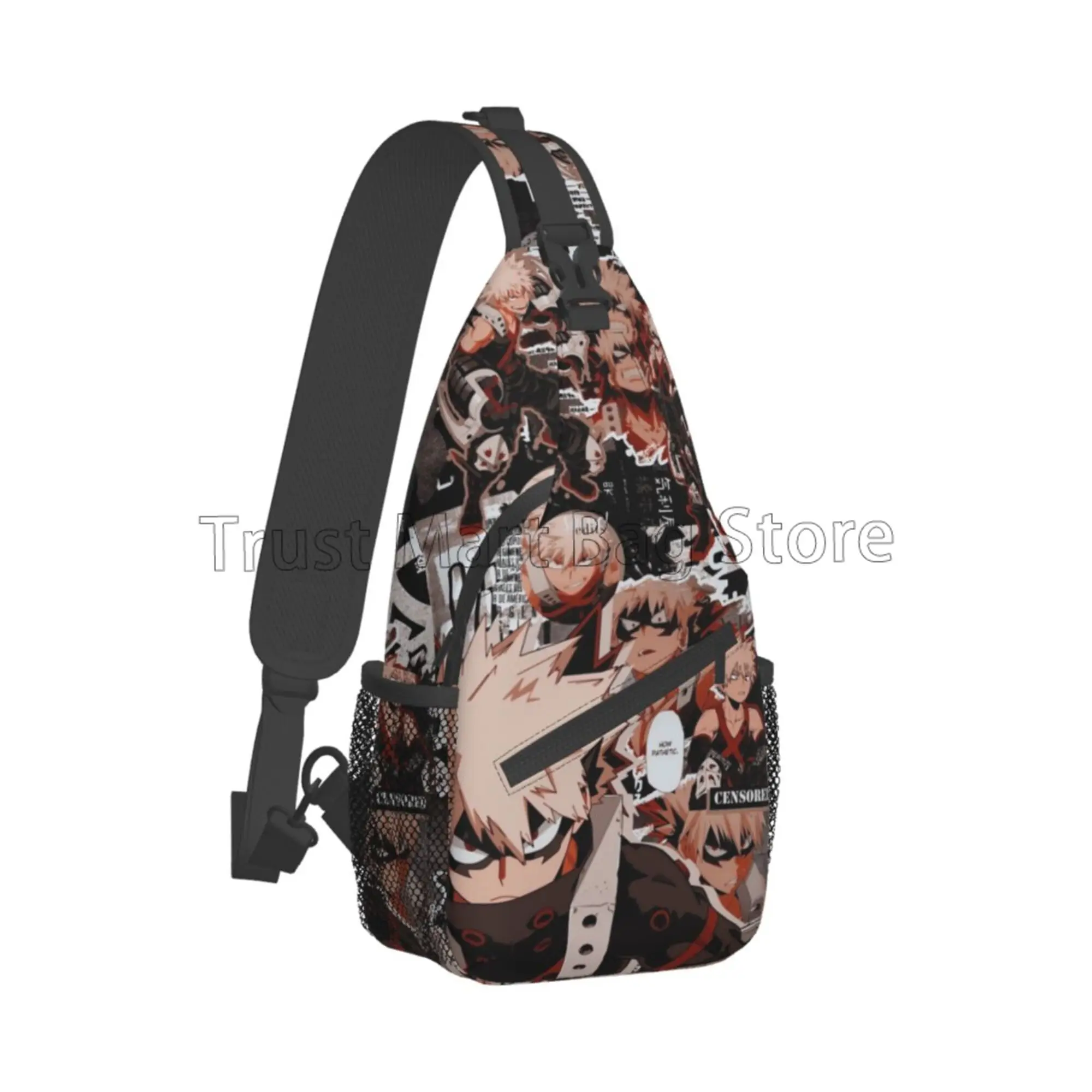 My foreMHA Academia-Sac à dos à bandoulière, sac à bandoulière Bakugou Katsuki, sacs de jour de randonnée, sac à bandoulière décontracté, poitrine initiée