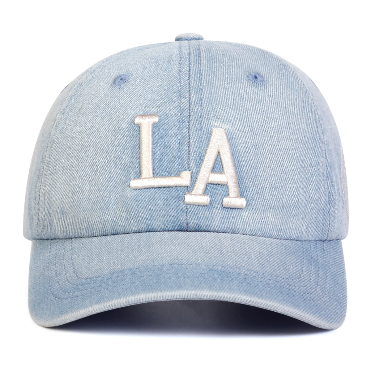 للجنسين LA إلكتروني التطريز غسلها الدينيم قبعات البيسبول الربيع والخريف في الهواء الطلق قابل للتعديل قبعات عادية واقية من الشمس قبعة قبعة رياضية #5