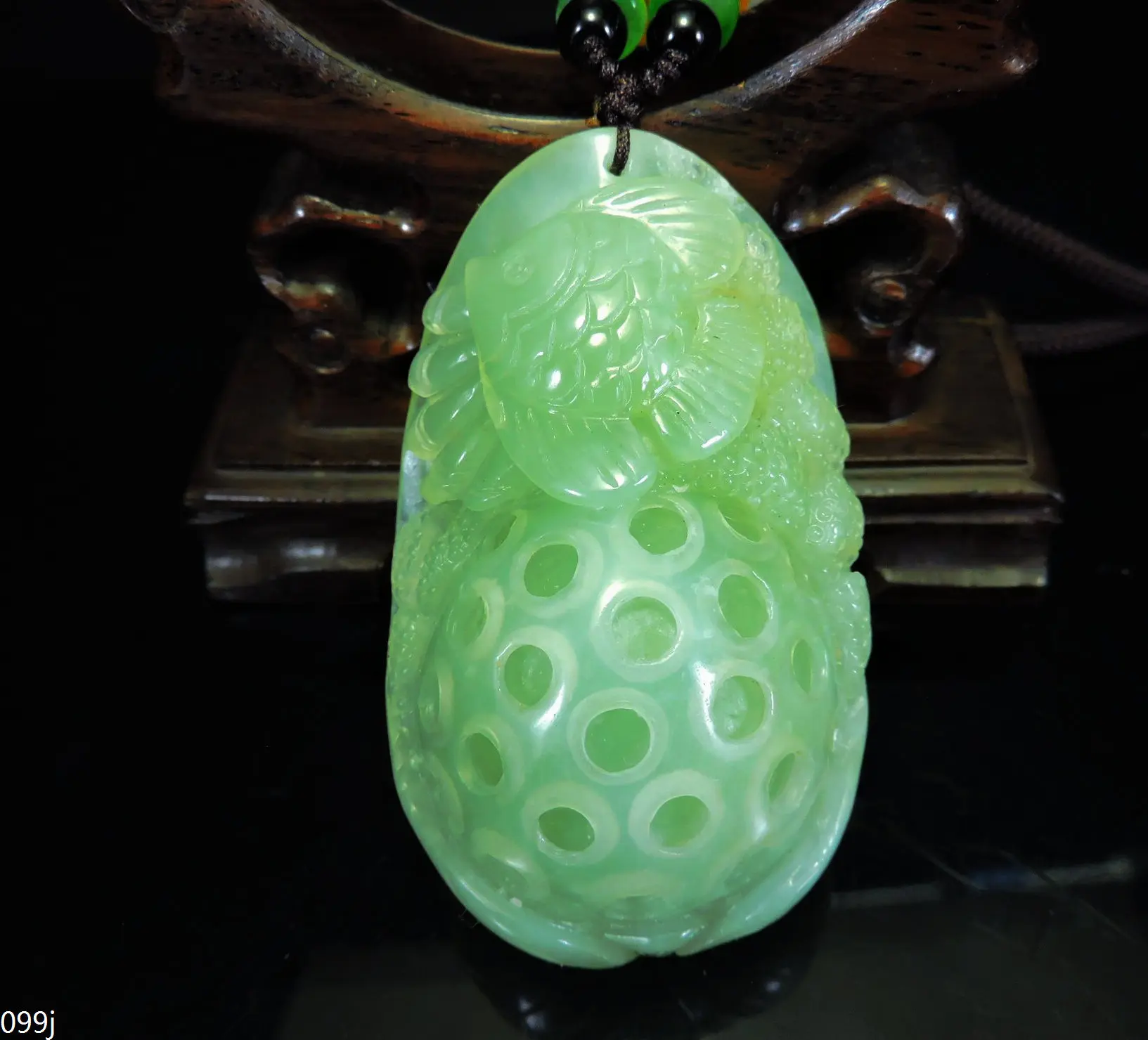 Jade Jewelry Natural Jade Pendant Necklace Hand-Carved fish&creel Jadeite Necklace Pendant Gift No Treatment 099j