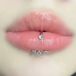 Goth Titanium steel Lip Piercing Snake Labret Ring Dangle C Shape Helix Earring Cartilage on Ear Stud Body Piercing Jewelry