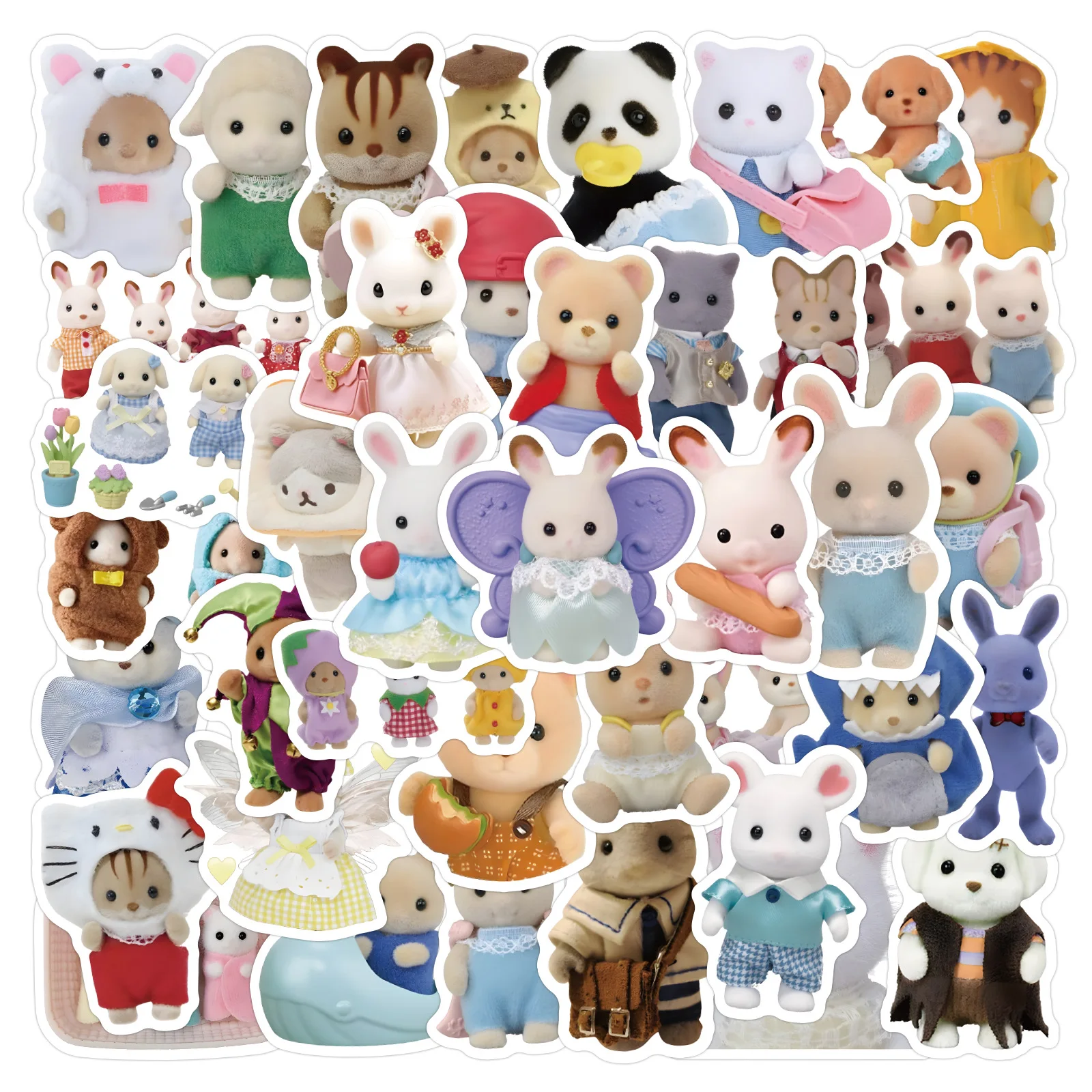 Hot Calico Critters Stickers 60pcs Children's Cartoon Doll Sticker Toy DIY Sticker for Phone Case and Notebook