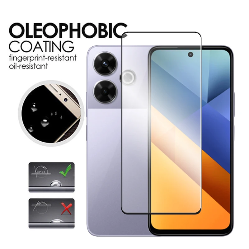 Protecteur d'écran de colle à couverture complète pour Xiaomi POCO M6, film 6 en 1 pour POCO M6, 4G, verre Guatemala, 6.79 pouces, 2.5D