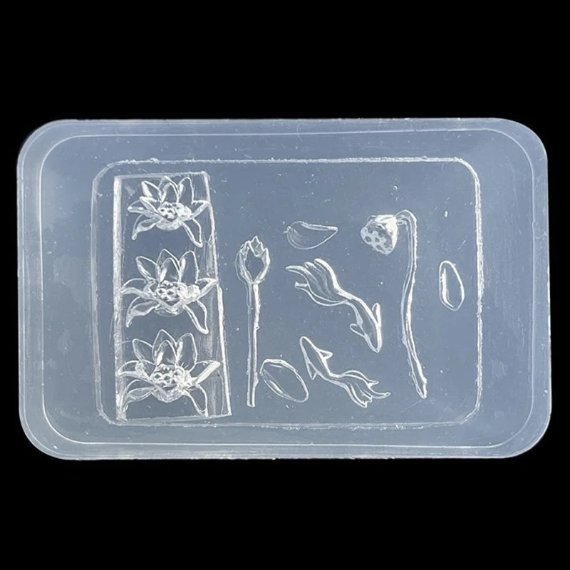 Flowers Series Embossed 3D Curved Nail Mold Lotus Flower Goldfish Diy High Transparent Nail Templates Nail Mold Art Decoration