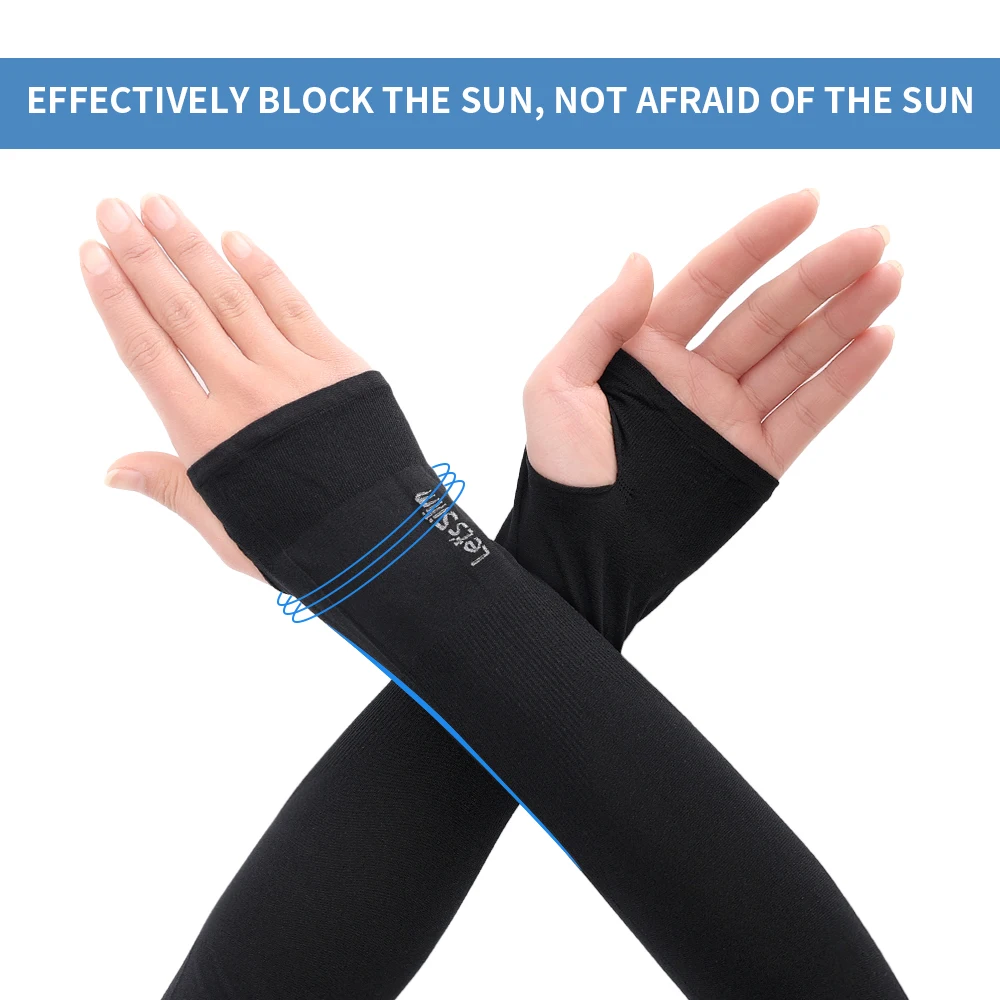 Mangas de protección solar de hielo para hombres y mujeres, guantes largos de seda de hielo, protección de brazos, mangas delgadas para exteriores, protección UV de verano