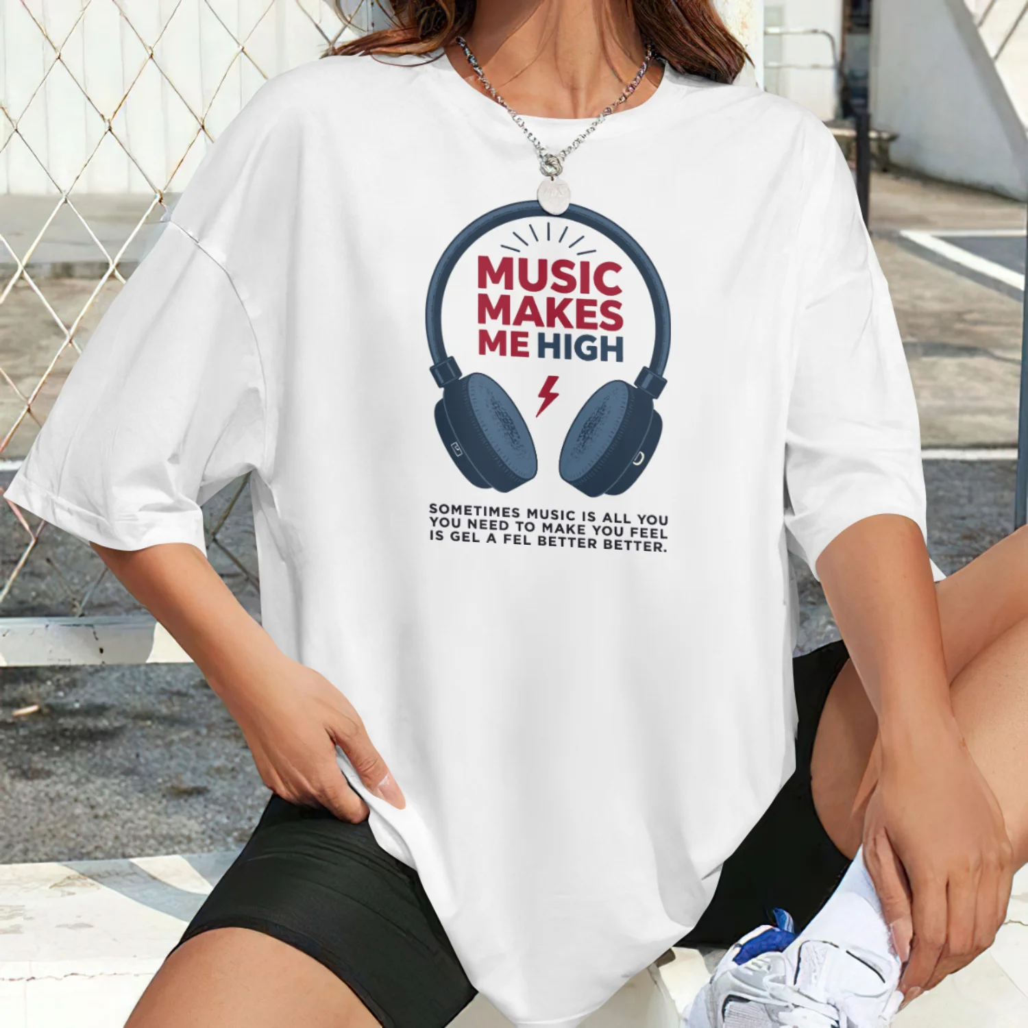 Music Make Me T Shirt Vintage Plus Size Harajuku Streetwear Women T-Shirts Yin Yang Graphic Tshirt Aesthetic Clothing