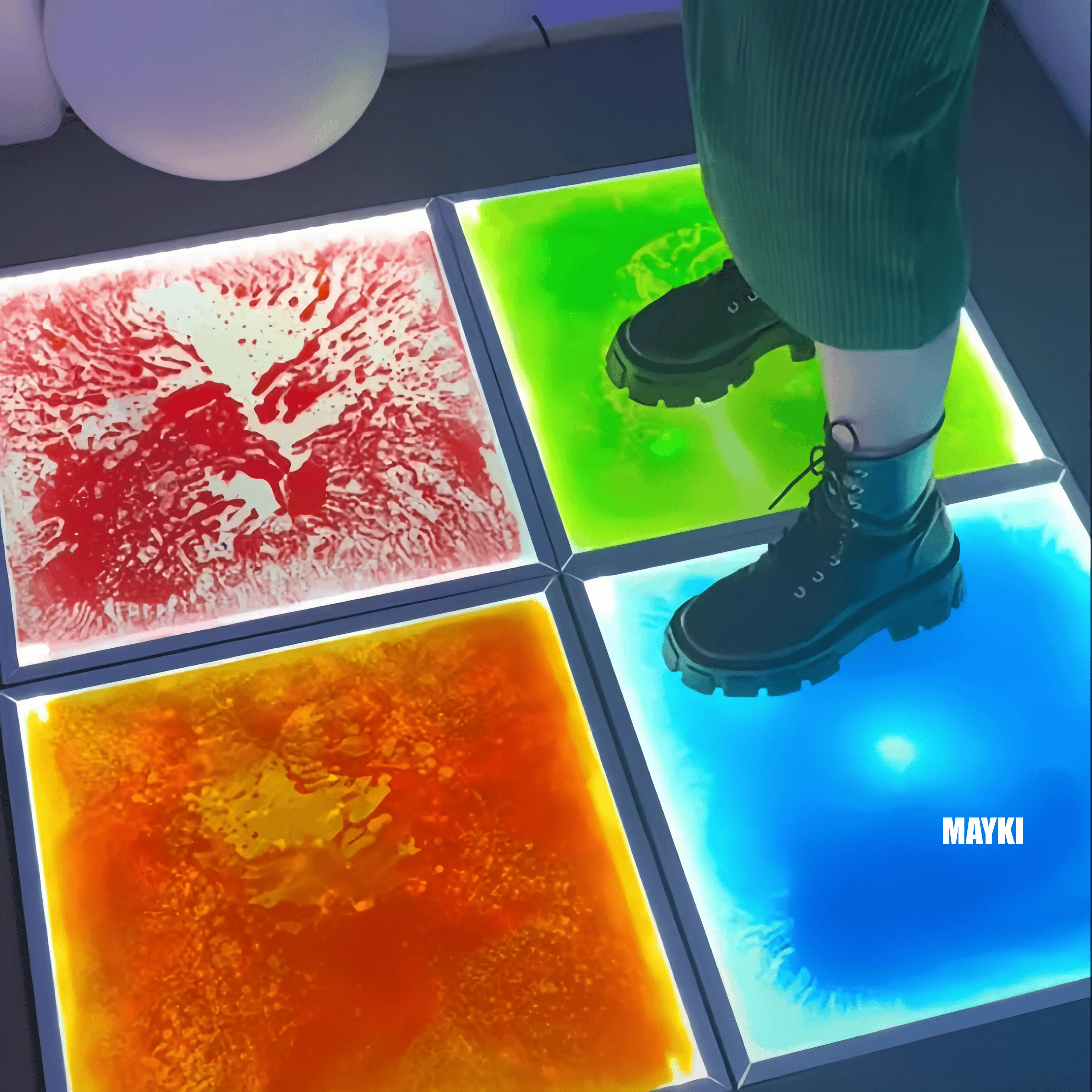 Light Up Pressure Sensitive Sensory Liquid Floor Tiles Sensory Play Toys Interactive LED Color Changing Floor Tiles