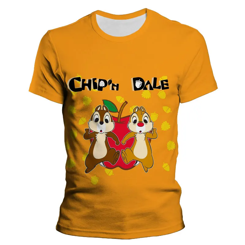 Camiseta con estampado 3D de dibujos animados de Disney para hombre y mujer, camisa de manga corta con estampado de Chip \'n\'dale, ropa de moda para