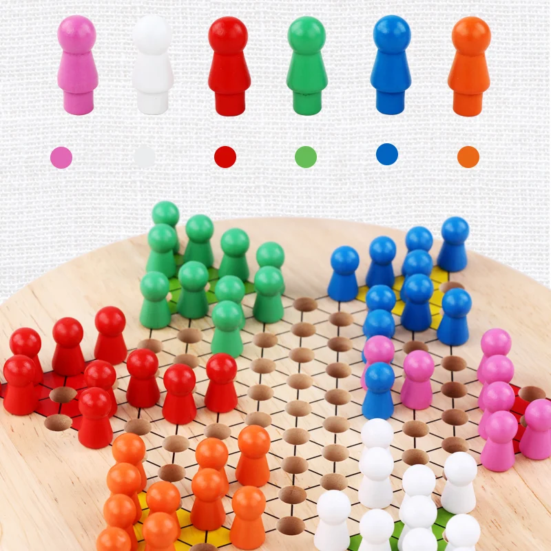 2 in 1 Chinese Checkers Gobang Wooden Board Game for Family Flying Chess Combo Game with Chess Ludo Chinese Checkers Toy for Kid