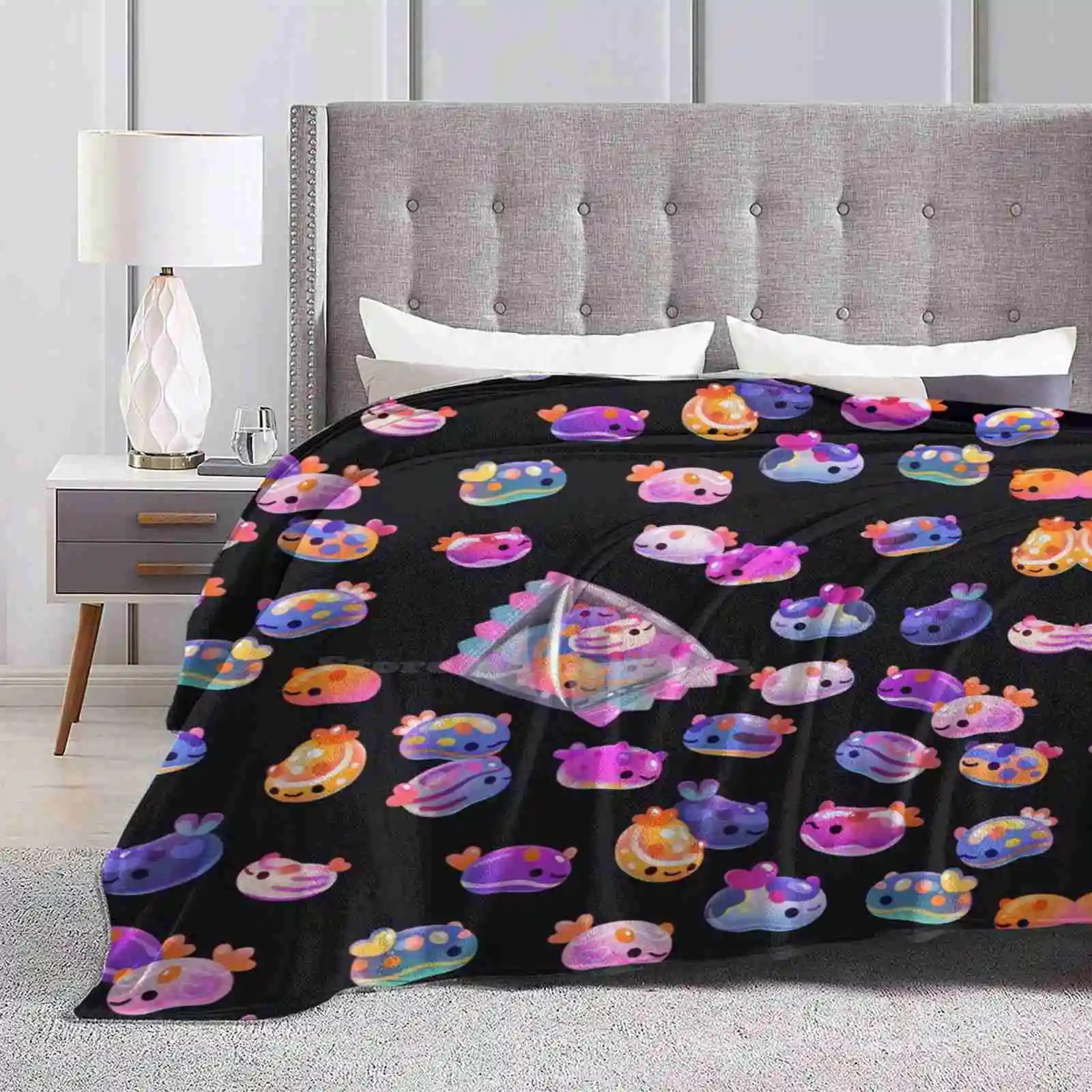 Jelly Bean Sea Slug - Dark Fashion Soft Warm Flannel Blanket Jelly Bean Sea Slug Nudibranch Animal Pikaole Marine Life Biology