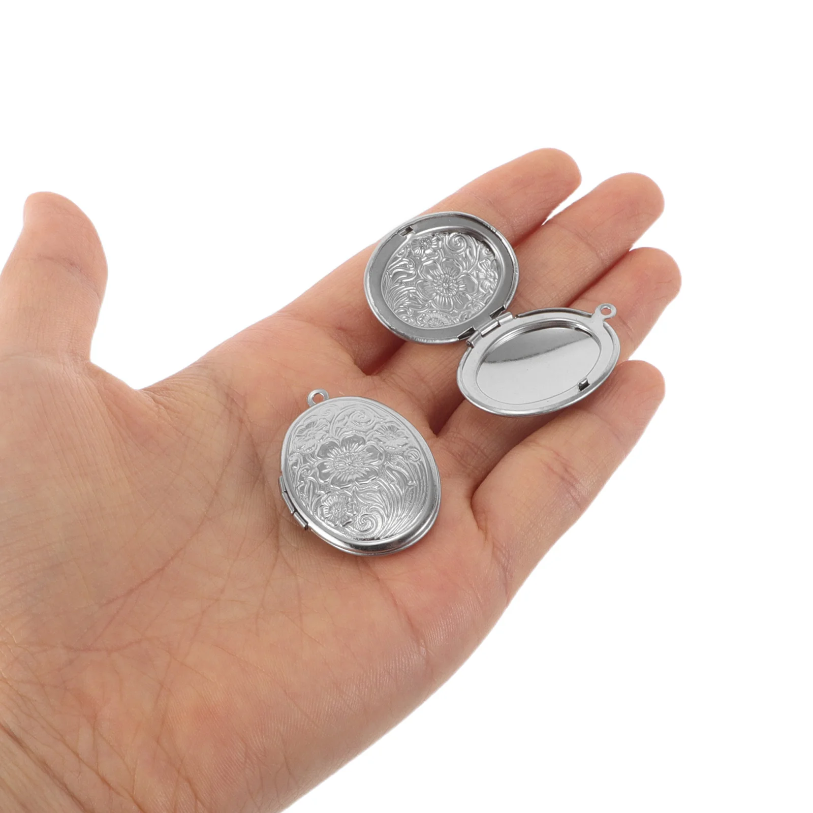 

5 Pcs Retro Photo Box Pendant Bouquet Frame Charms Keychain Making Stainless Steel DIY Necklace Jewelry