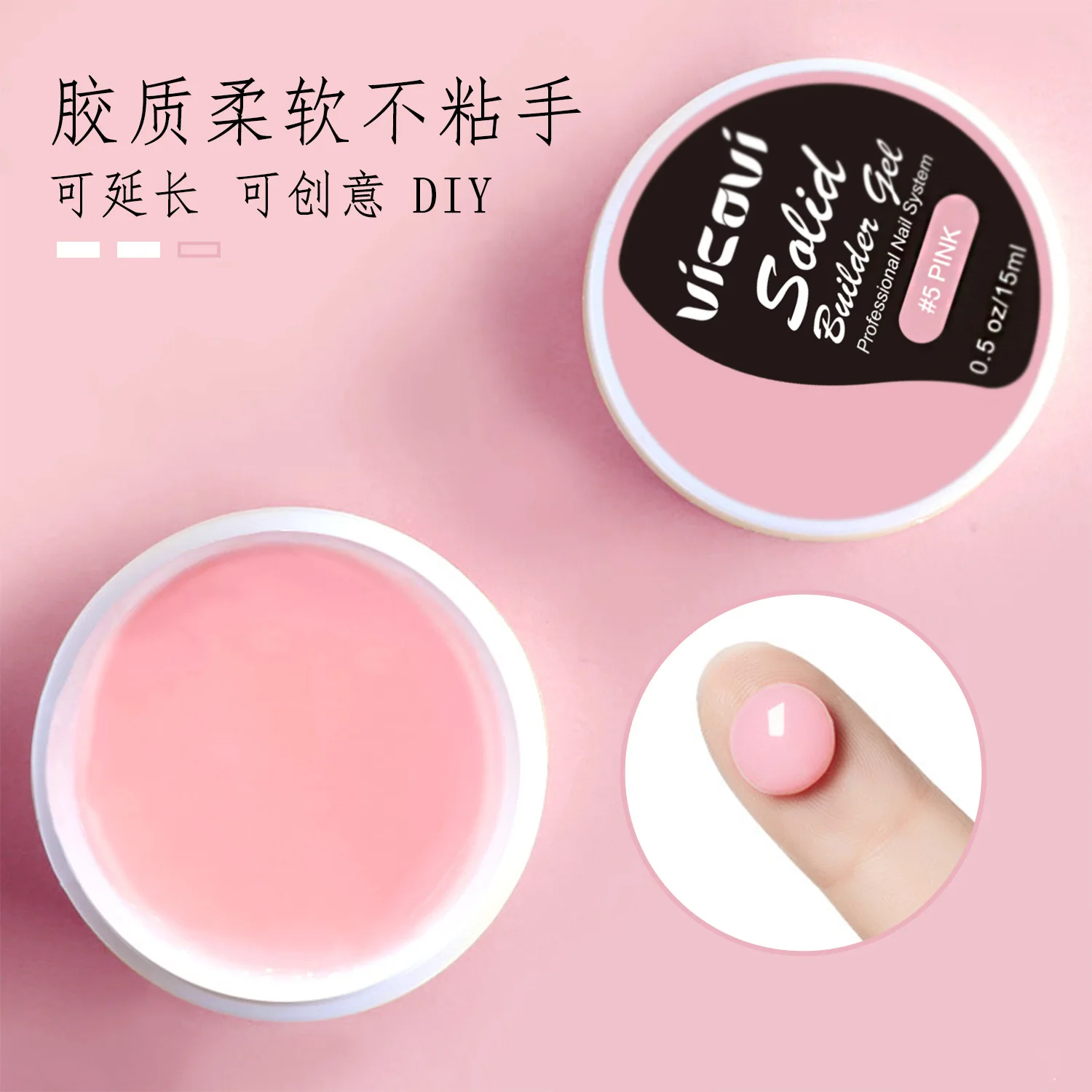 15ml Non Stick Hand Solid Nail Gel Clear Building UV Gel Nails Semi Permanent Extensions Nail tips 3D Flower Sculpture Nails Gel