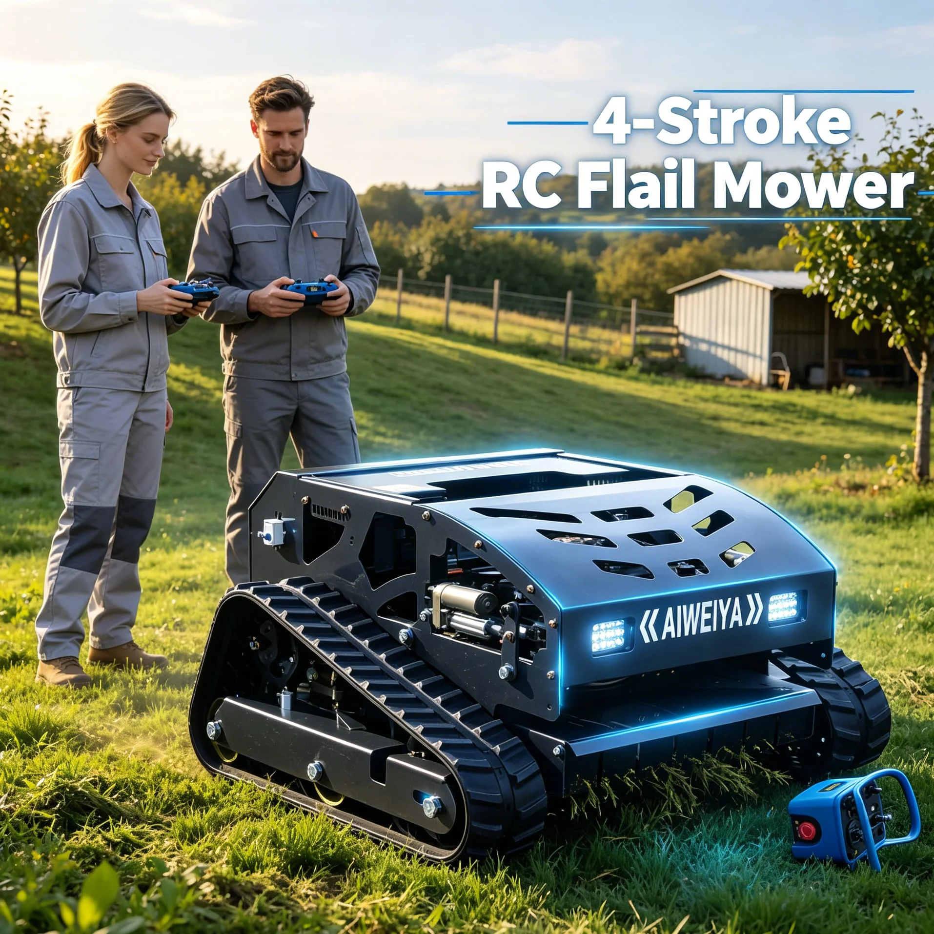 Customized Intelligent radio controlled Flail RC Crawler Mower, GPS Remote Lawn Grass Trimmer, Reliable Petrol Cutting Machinery