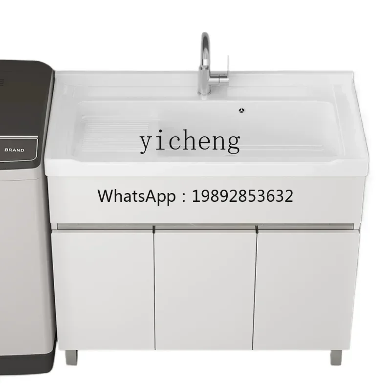 A2-5 Balcony Stainless Steel Wash Wardrobe Ceramic Hand Washing Washbasin Honeycomb  Bathroom Cabinet Assemblage Zone Washboard