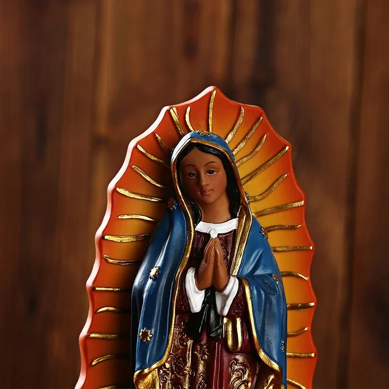 Mexico Our Lady of Guadalupe Statue Figurine Catholic Sculpture Resin Home Office Religious Decoration Ornament Crafts