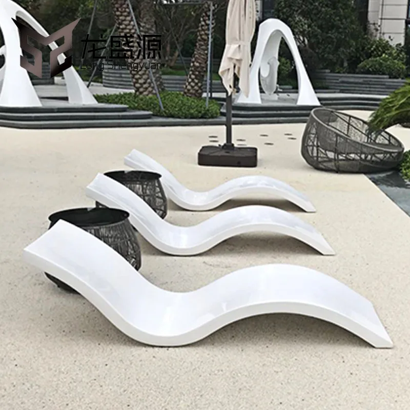 

XGC Sun Loungers & Silla Playa Set of 2 Outdoor In-Pool Furniture Designer White Chaise for Water Relaxation Beach Poolside