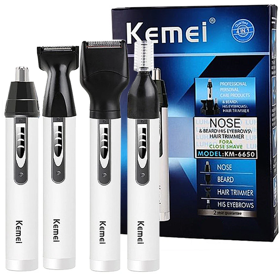 4in1 6660 nariz aparador de barba para homens orelha sobrancelha nariz aparador de pêlos para nariz e orelha remoção do cabelo máquina limpa