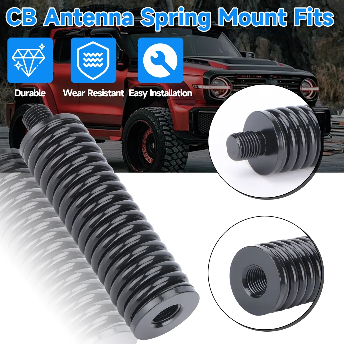 Muelle de antena CB en acero inoxidable para coche con rosca 3/8-24 - imagen 5