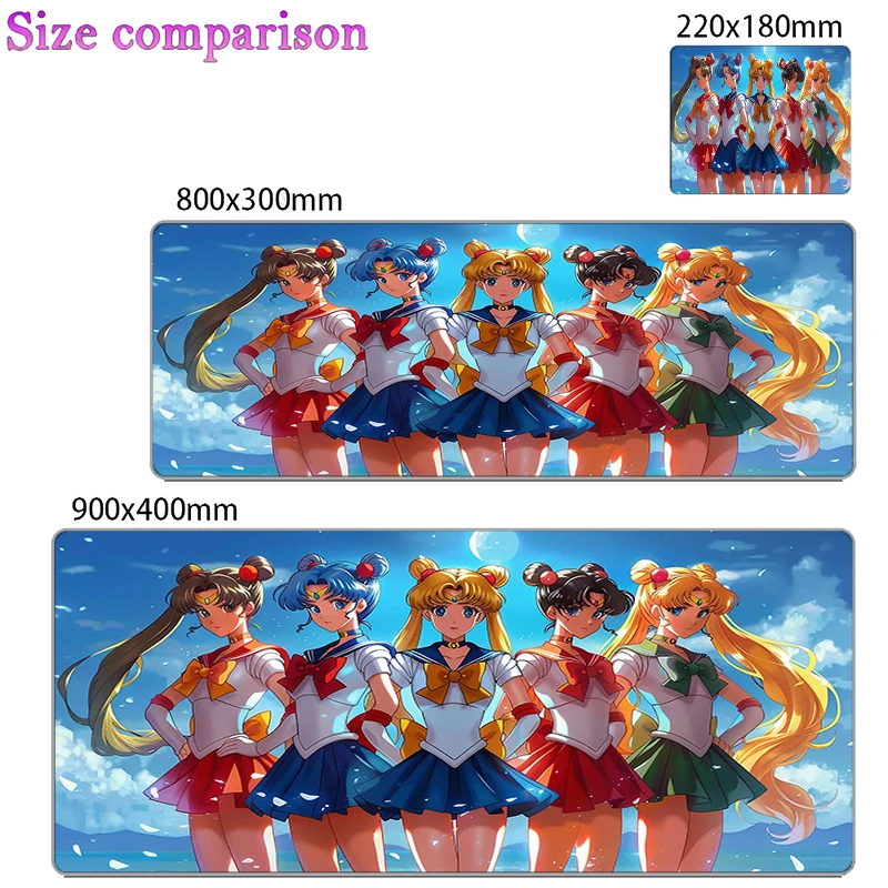 Tapis de souris S-Sailor M-Moon, grand tapis de bureau pour clavier et souris, tapis de jeu XXL en caoutchouc pour ordinateur portable
