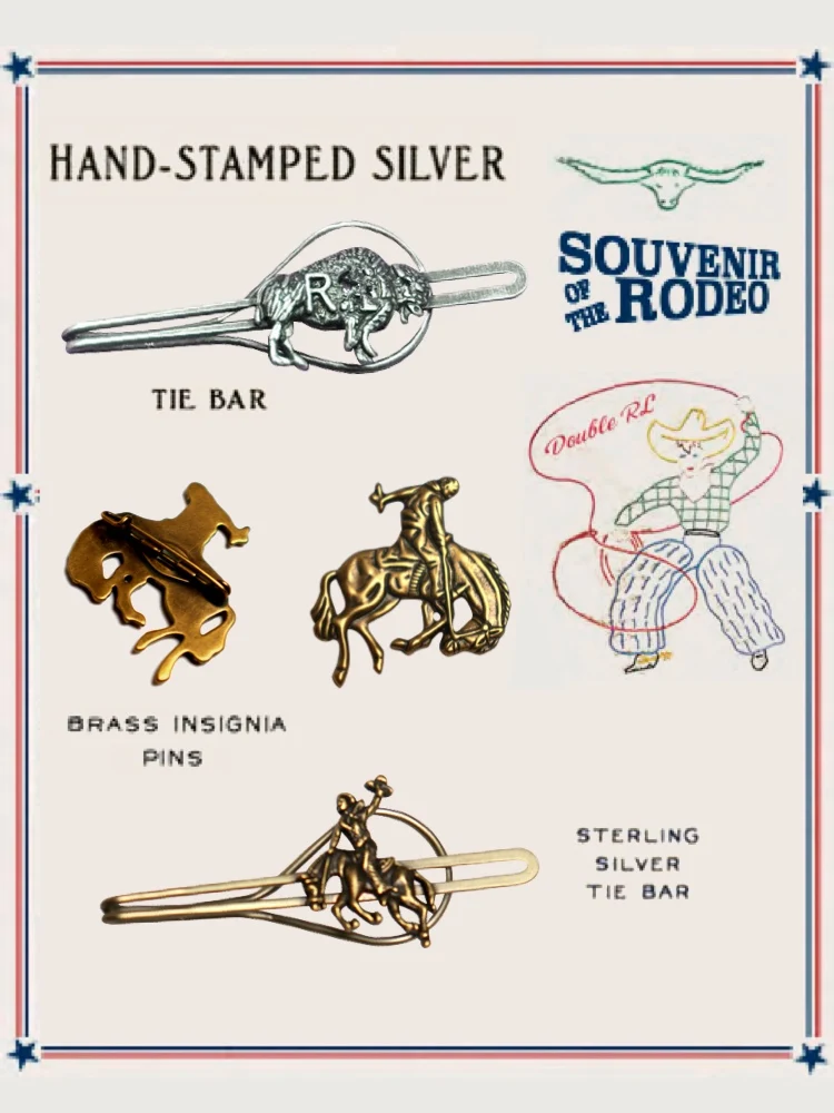 Silver Plated Western American Cowboy Necktie Clip And Chest Pin Rodeo Vintage Plaything Fashion Accessory