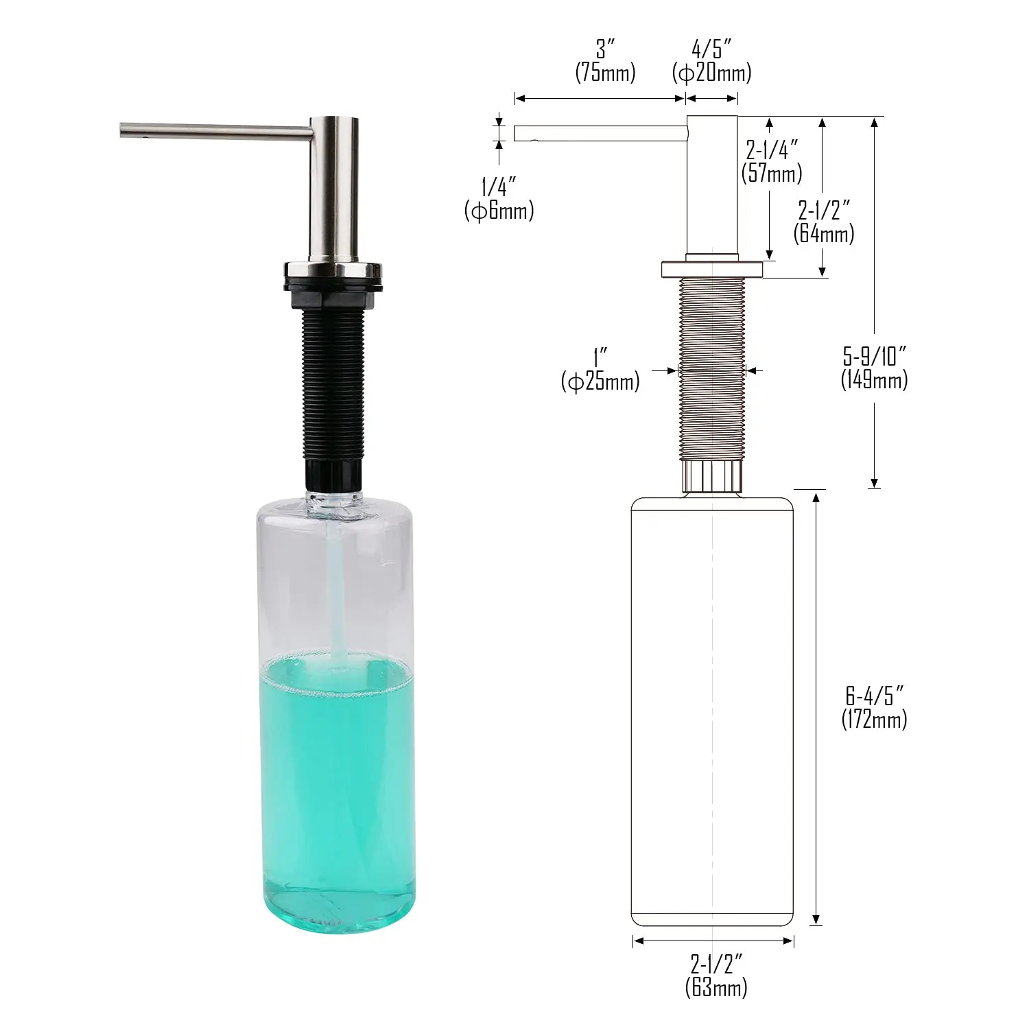 Aike-液体石鹸ディスペンサー,手動ソープディスペンサー,ボトルハンドソープ,キッチン用,500ml