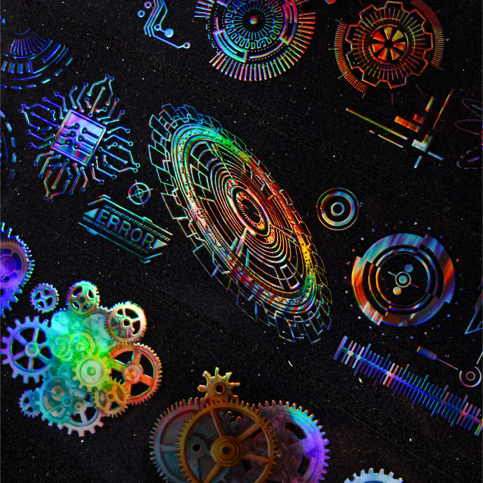 50mm * 2m Gear Fantasy Series Punk Cyberpunk Style PET Stickers Creative Handbook DIY Handmade Scrapbook Aesthetic Stickers