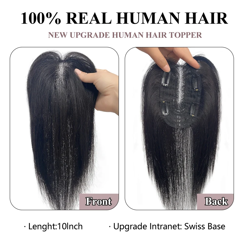 10 inch 9*14cm Lace Hairnet Clip in Hair Topper Extension Top Wig Piece with bangs for Women for Daily Life