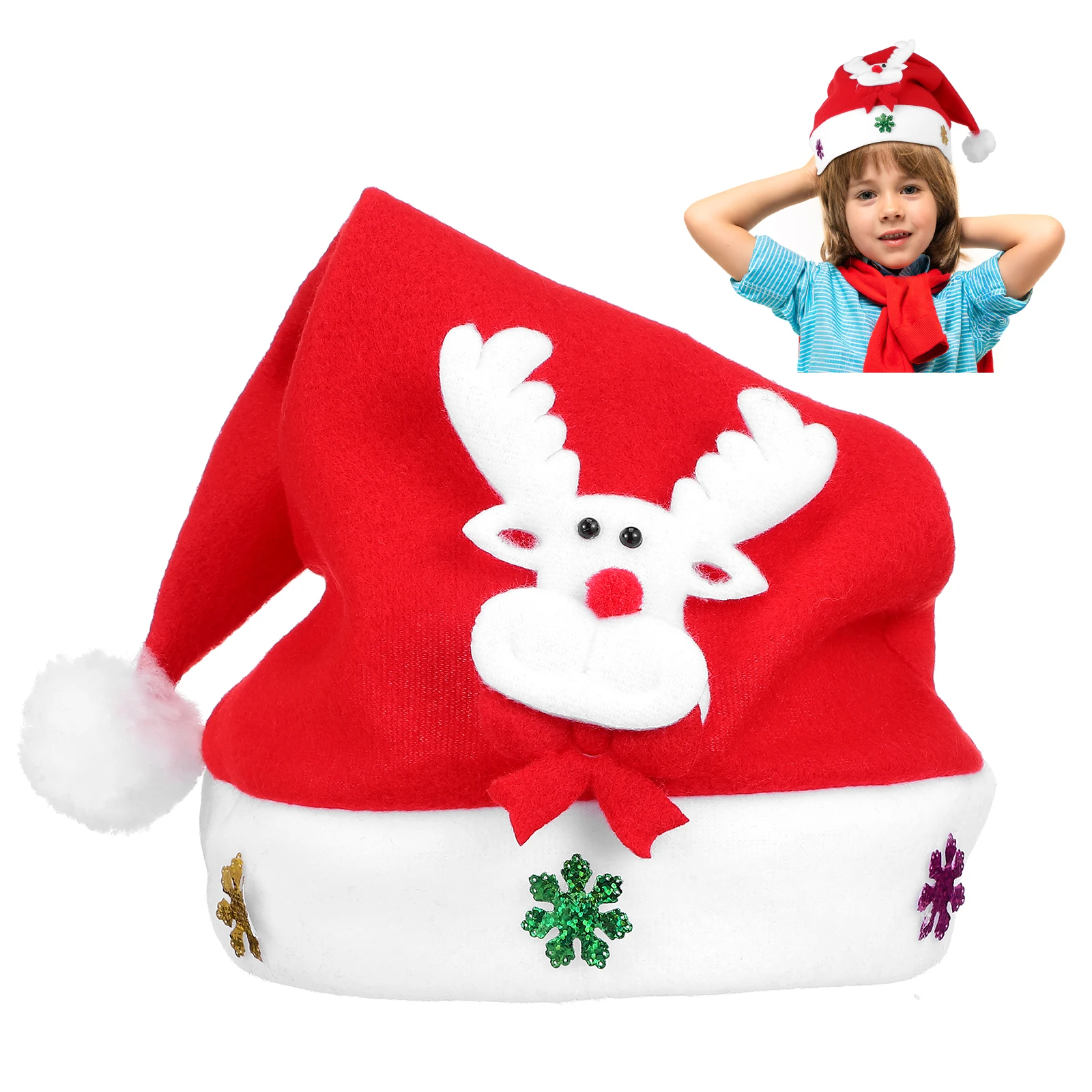 

Kids Christmas Hat Light Up Reindeer Hat Warm Comfortable Toddler Party Cap Festive Holiday Outfit Boys Girls Light Up Hats